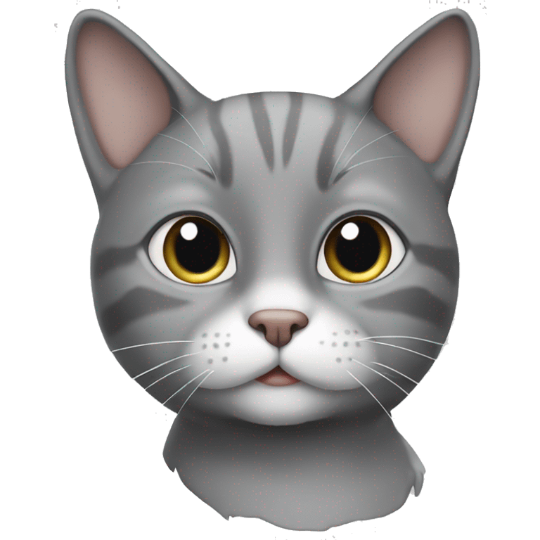 Grey cat with a white chin and “milkstain” emoji