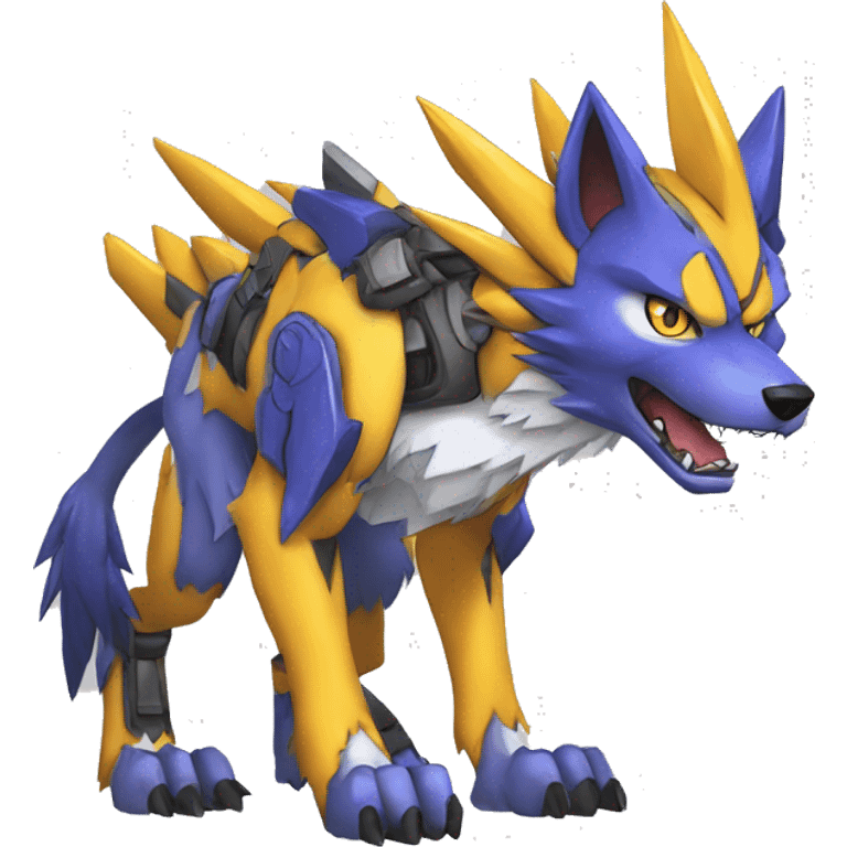  Cool Edgy Digimon-Fakemon-Garurumon-Loogamon-Dorulumon-Wolf with edgy markings full body emoji