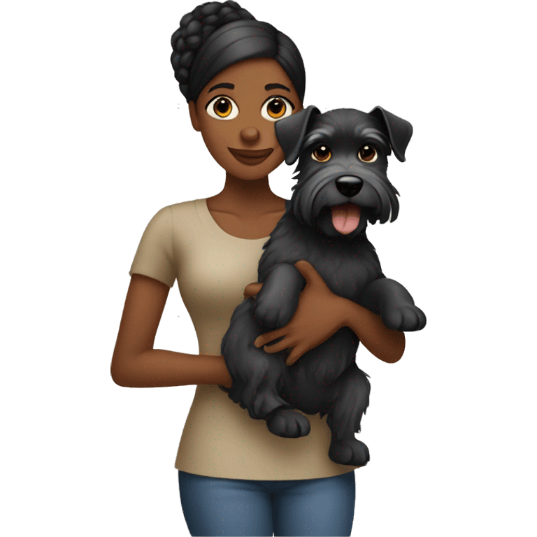 black women holding a schnauzer  emoji