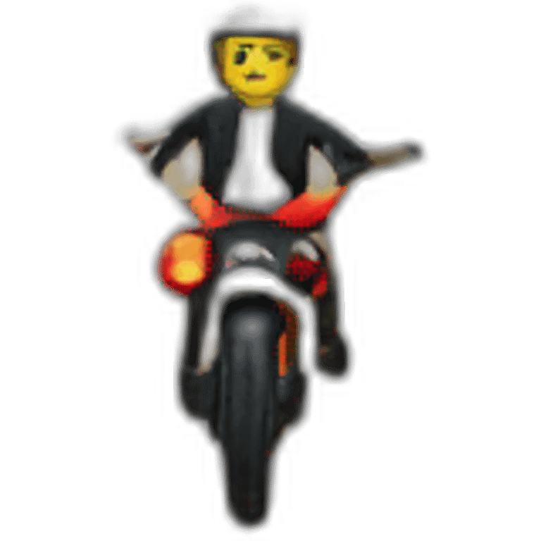 Biker riding a bike on a long road into the dubdown emoji