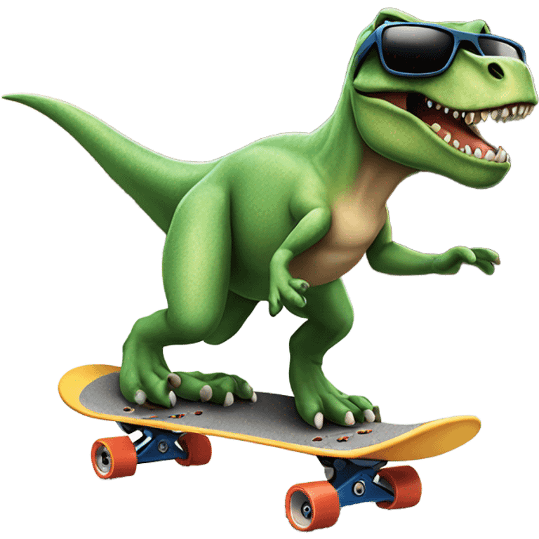 Trex skateboarding with sunglasses on emoji