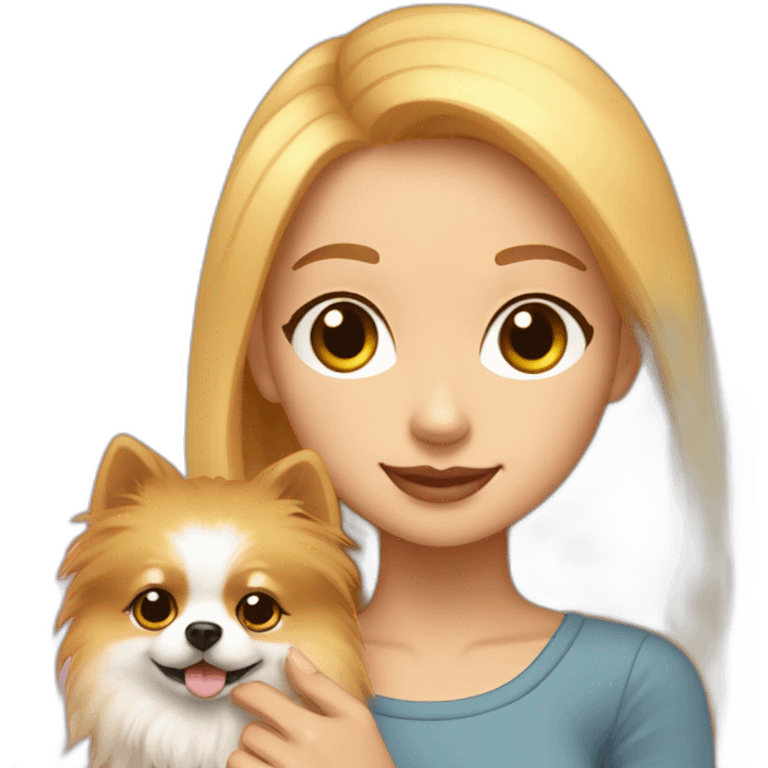 light-skinned-girl-petting-pomeranian emoji