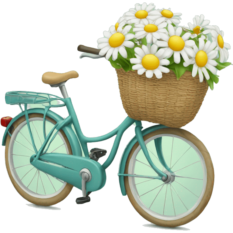 Beach bicycle with front basket with daisies  emoji