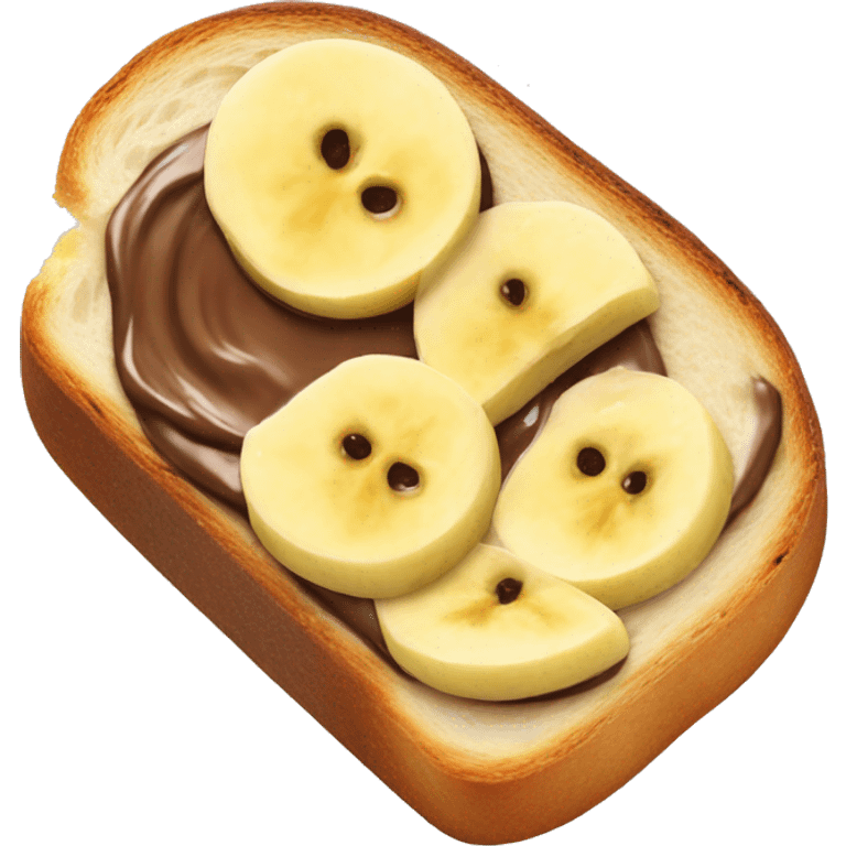 Toasted bread with Nutella and banana slices on it emoji