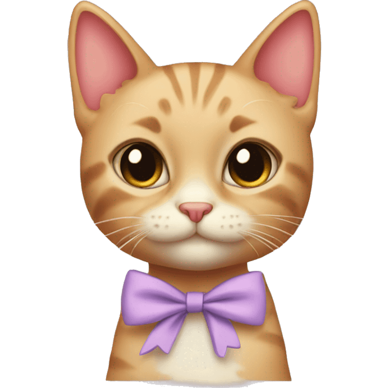 Cat with cute little preppy bows emoji