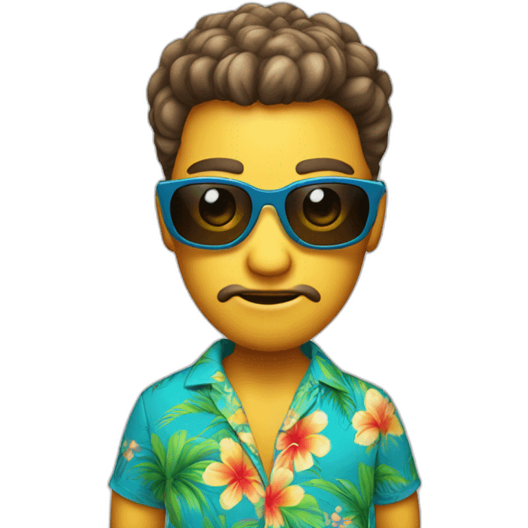 cute alien wearing hawaiian shirt and sunglasses headshot emoji