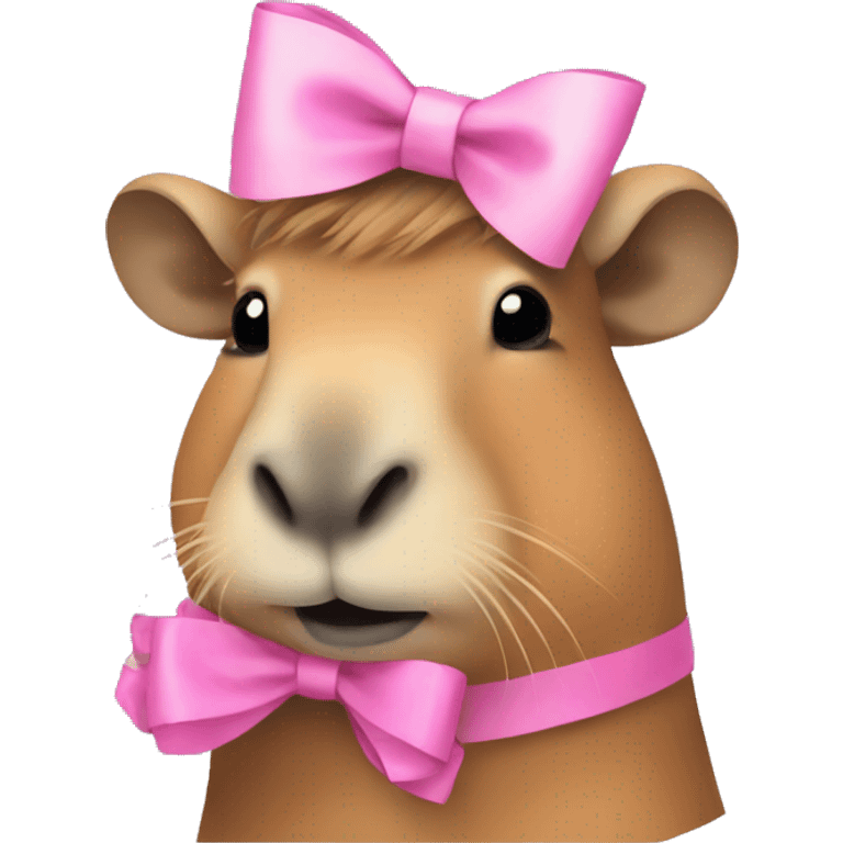 Capybara wearing a pink bow emoji