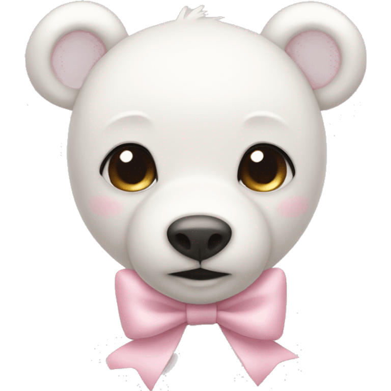 White teddy bear with light pink bow on the ear emoji