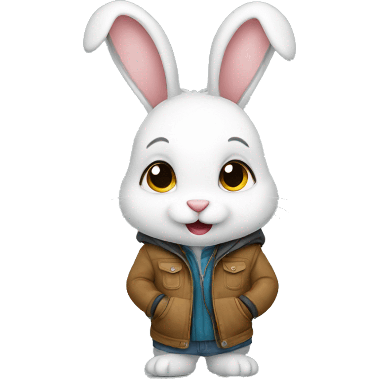 Cute rabbit with jacket emoji