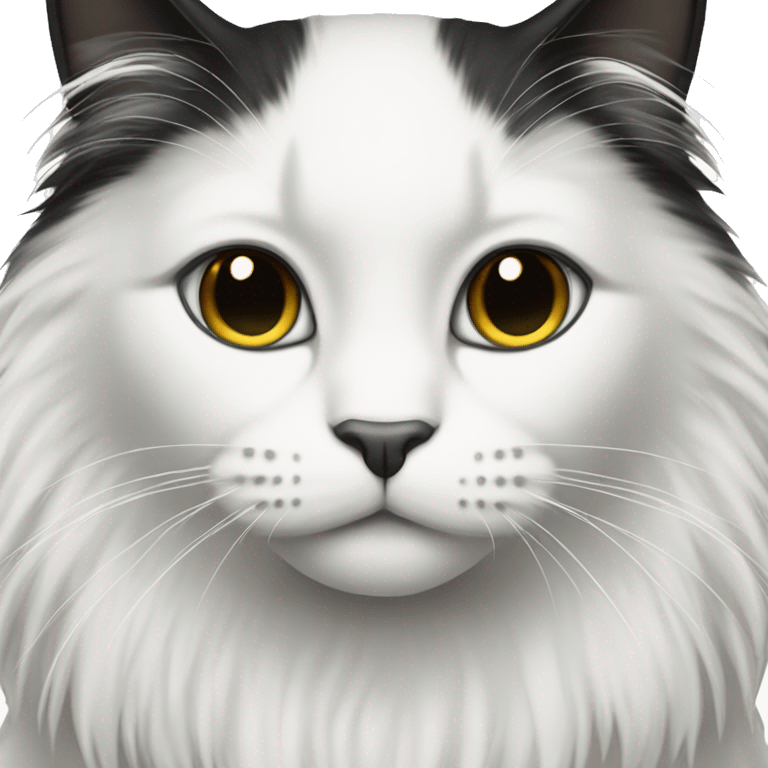 half Black and half white long hair cat with black muzzle emoji