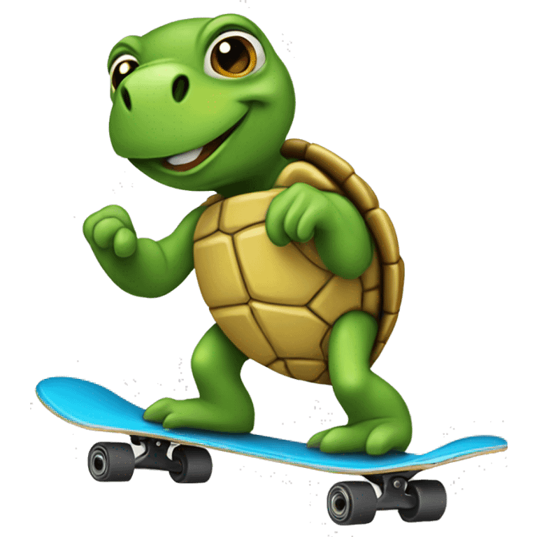 A turtle doing skateboard emoji