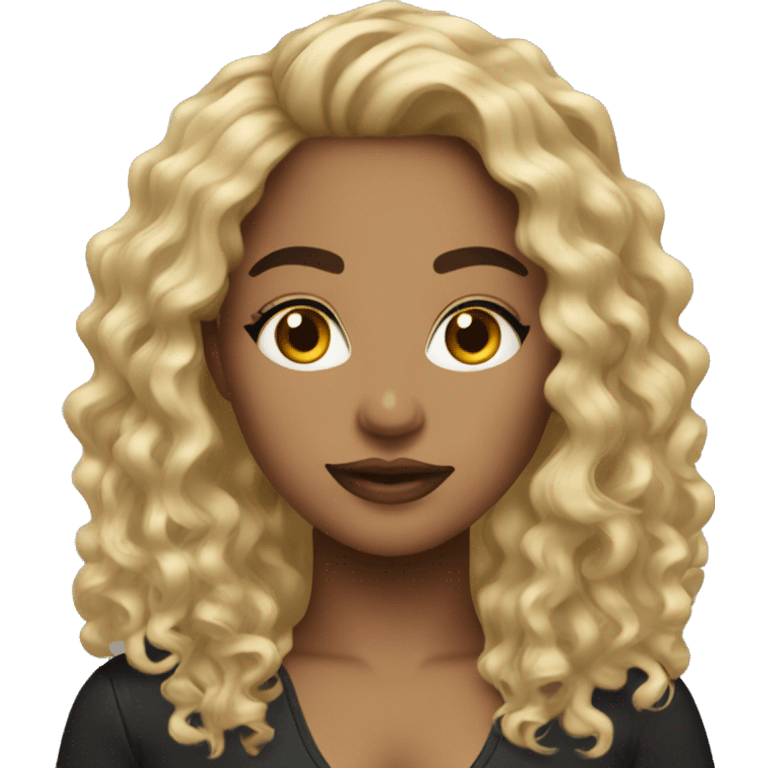 latina baddie darker with blond hair curly emoji