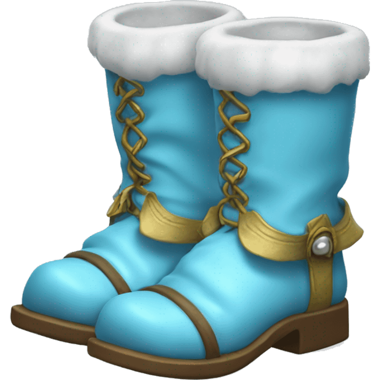 Realistic isolated light blue elf boots with bells. emoji