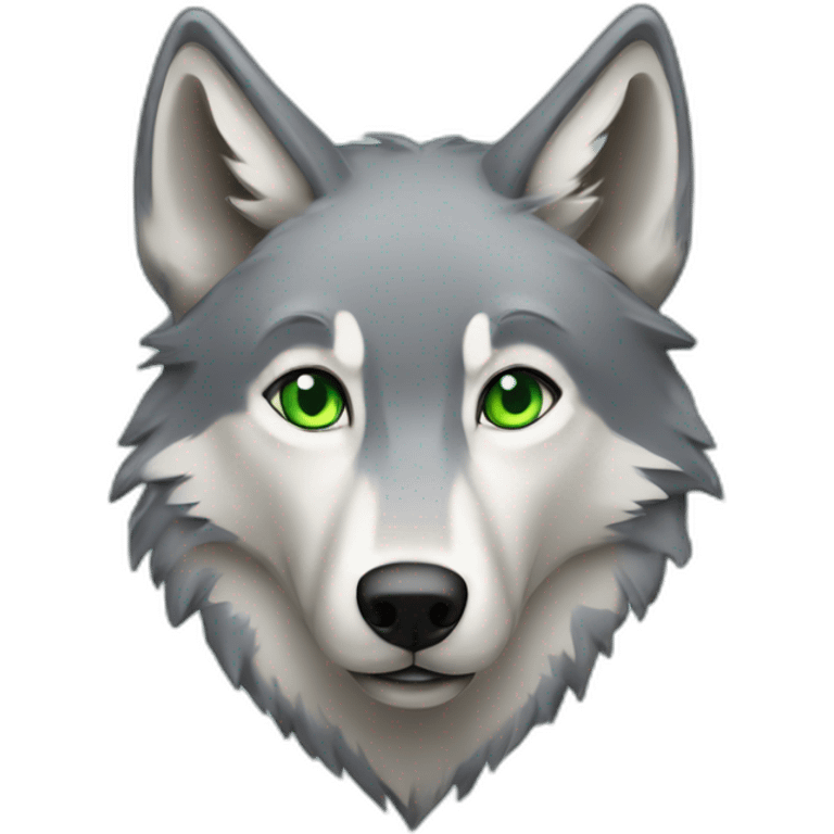 Grey Wolf blue and hgreen eyes emoji