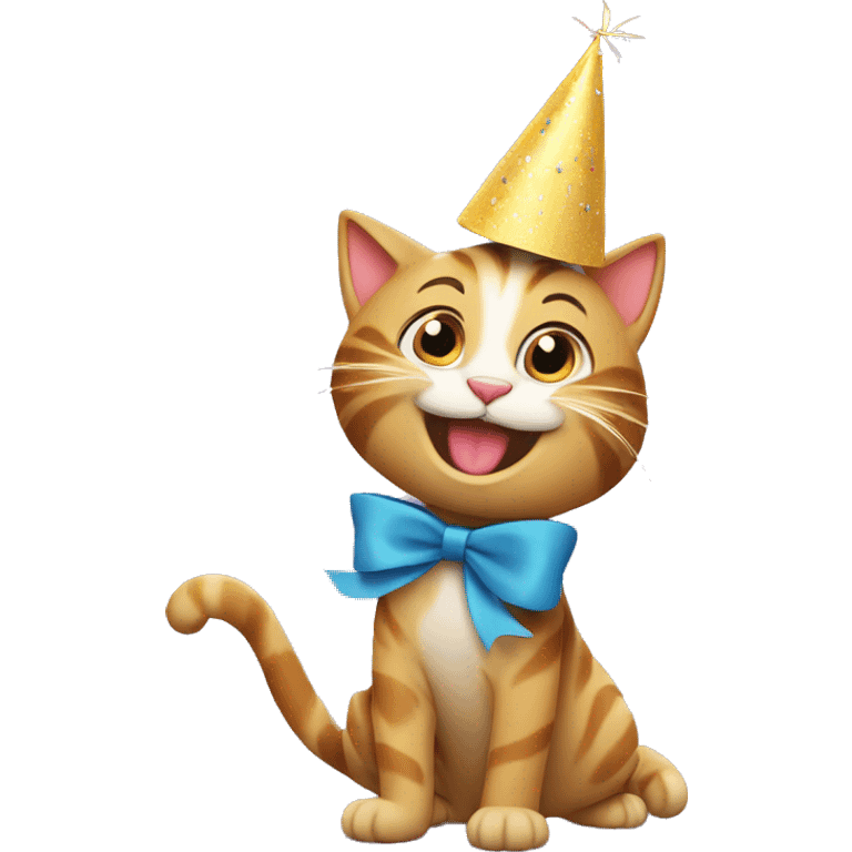 happy cat dancing birthday hat emoji