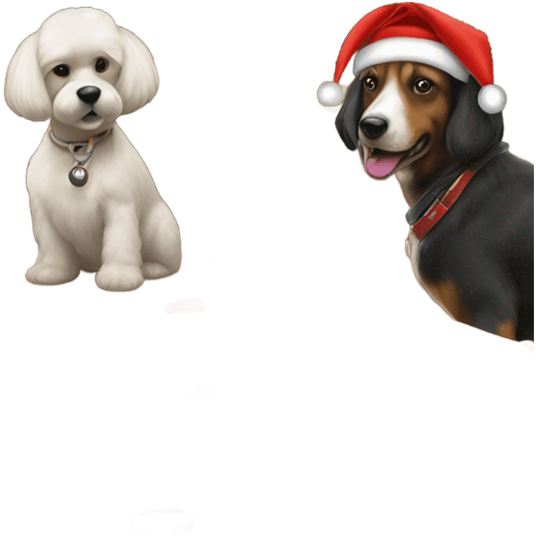 Merry Christmas naughty or nice dogs playing shuffleboard emoji