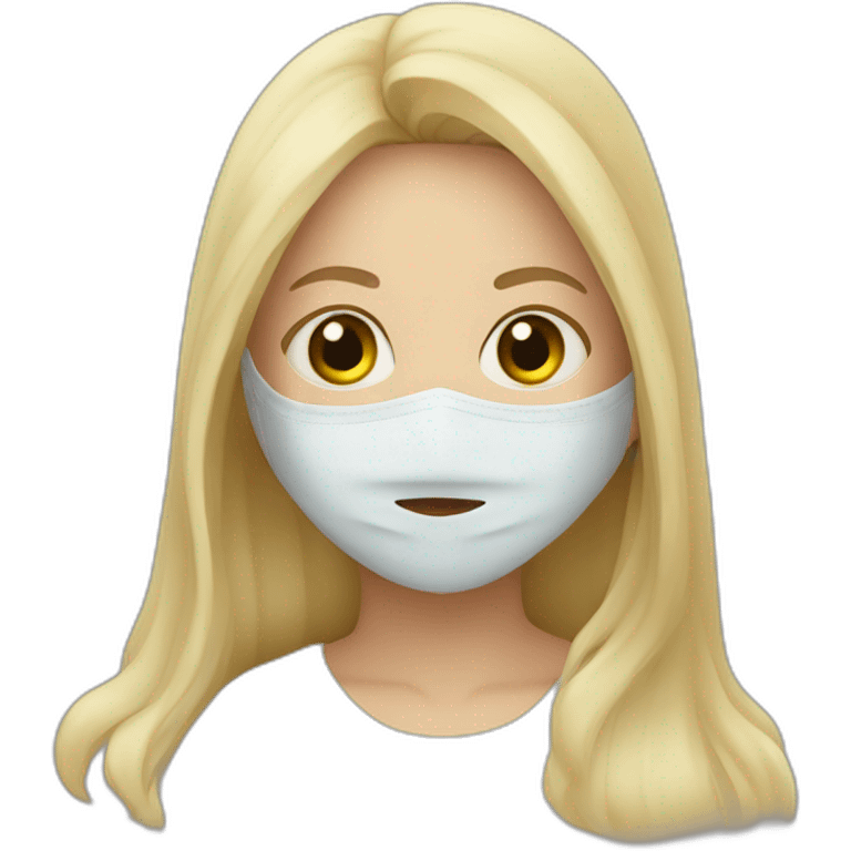 A veiled, blonde girl wearing a mask  emoji