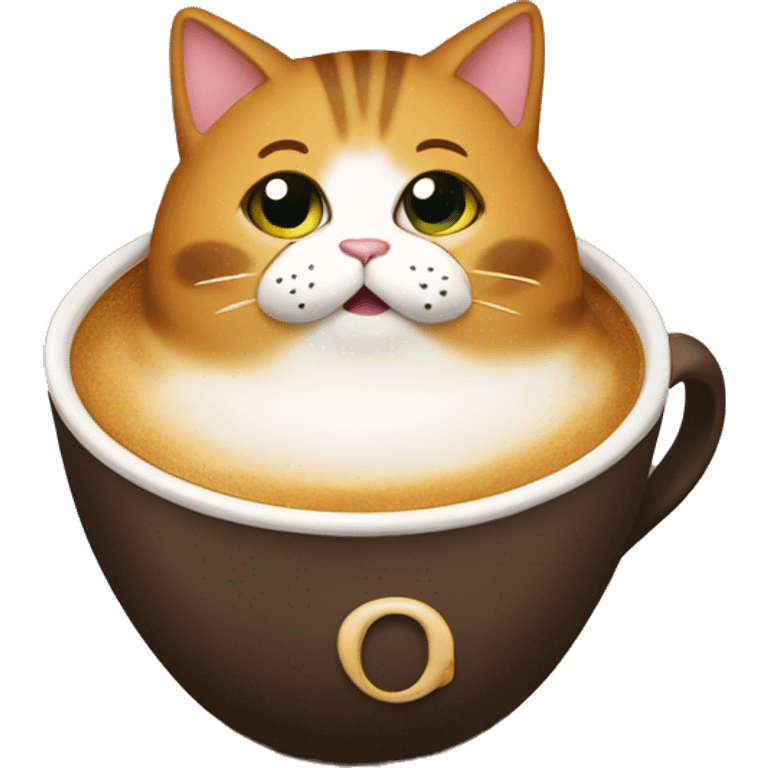 fat cat sitting in the coffee emoji