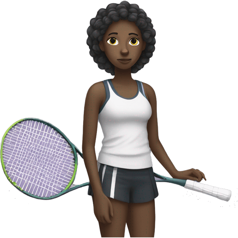 a sleeping emoji of a black girl who has a tennis raquet and netball emoji