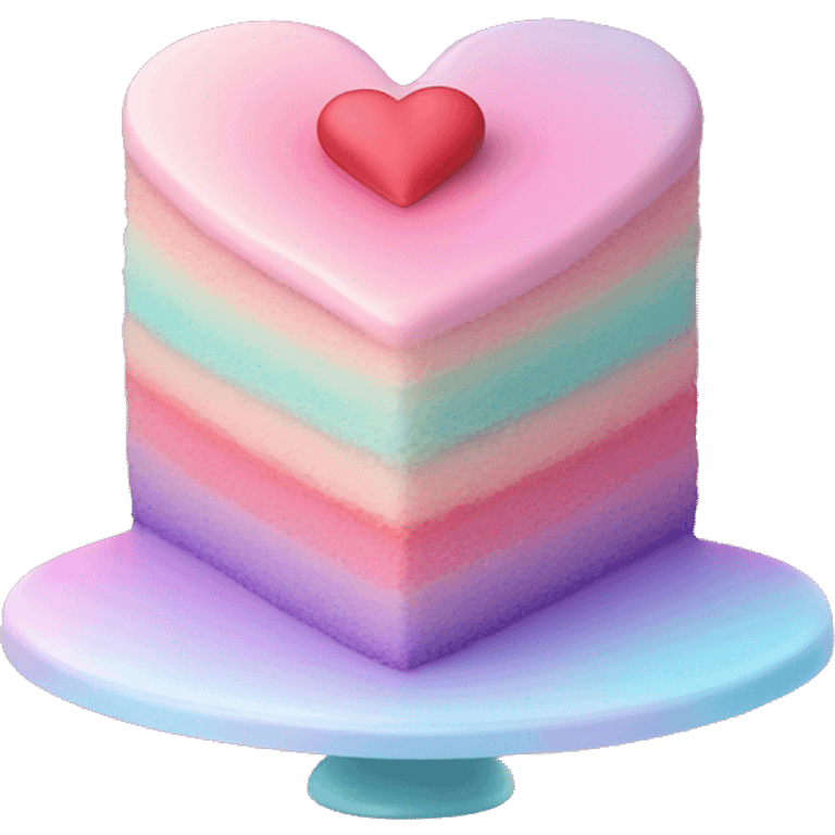 Iridescent gradient hue heart shaped cake with piping emoji