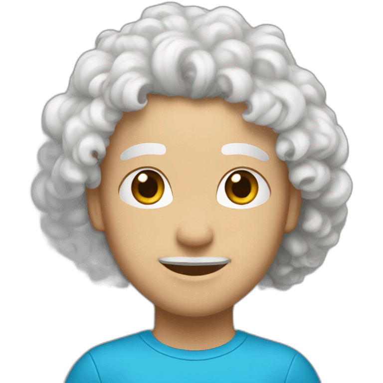 a white pepole white curly hair and atletics face emoji