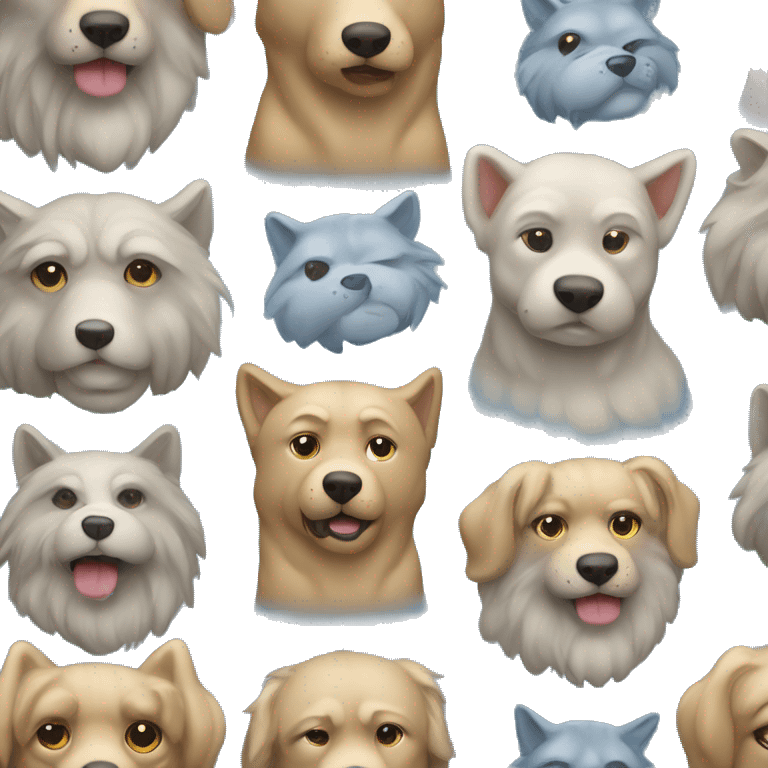 Perro de color azul con cabeza de león y colmillos de lobo emoji