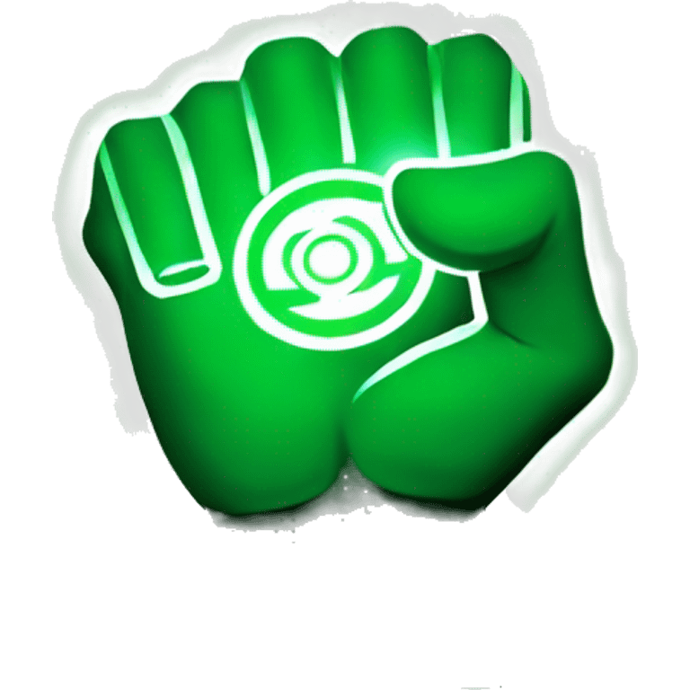 Green lantern fist up with ring shining green emoji