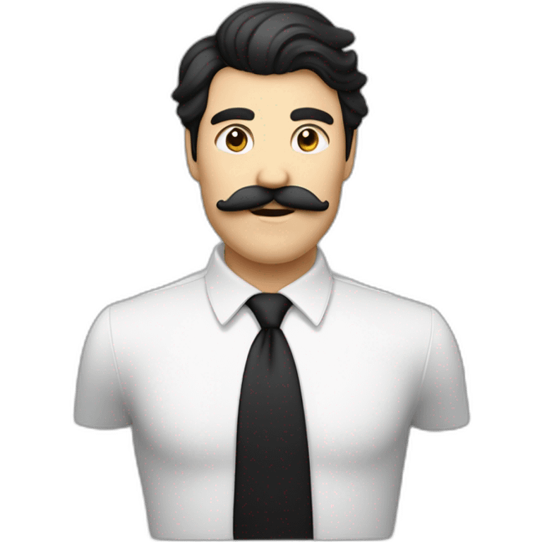 homme blanc  avec une moustache noire de forme carré les cheveux noir lisse plaqué sur le côté emoji