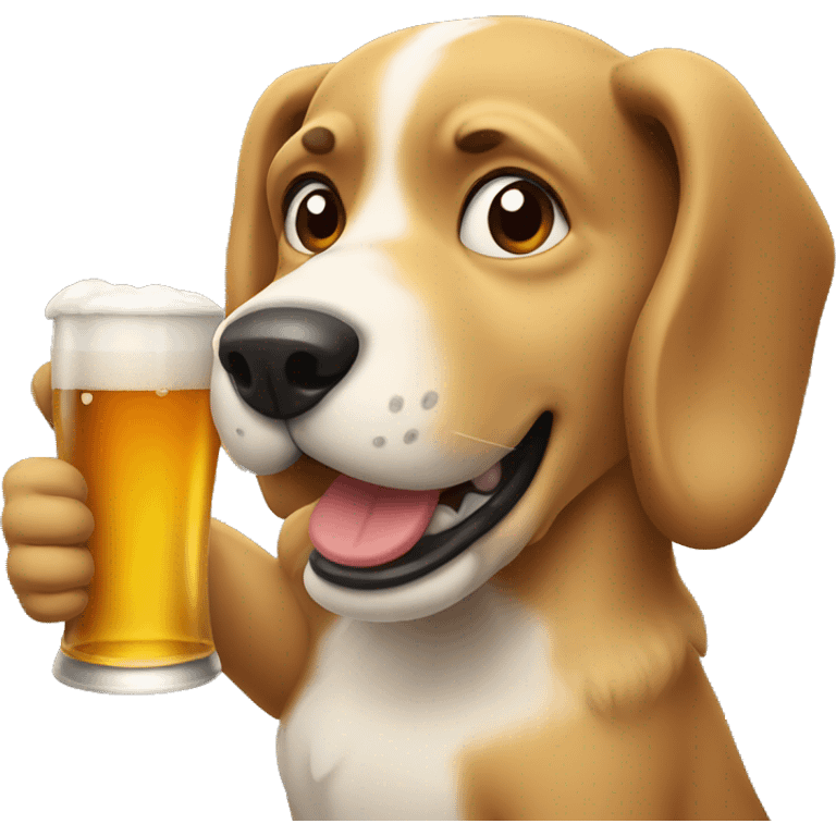 Dog drinking beer emoji