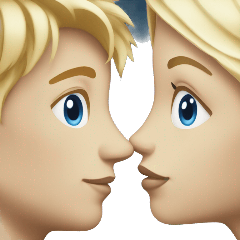 blonde girl blue eyes kissing blonde boy blue eyed white guy emoji