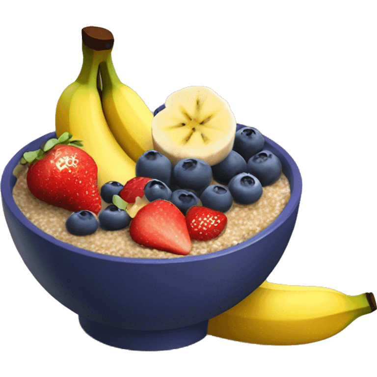 açai bowl with banana, blueberries and strawberries as toppings emoji