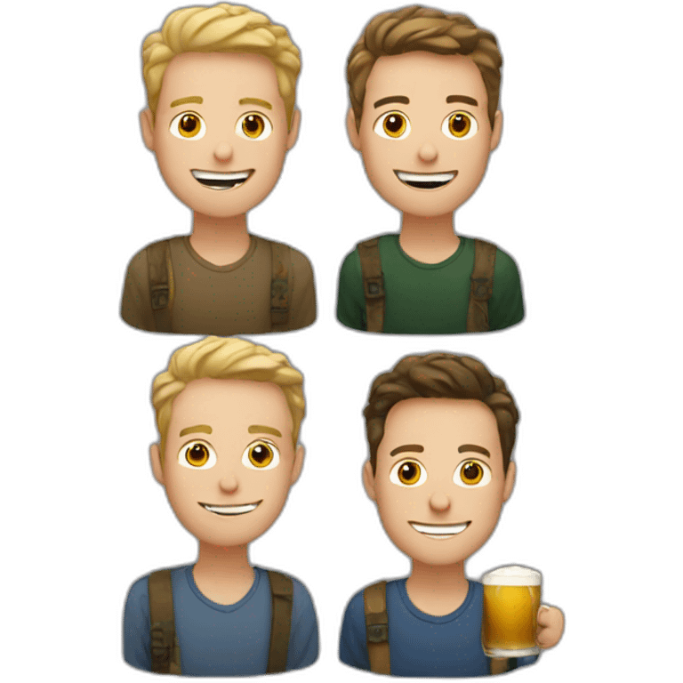 4 Young White guys drinking beers emoji