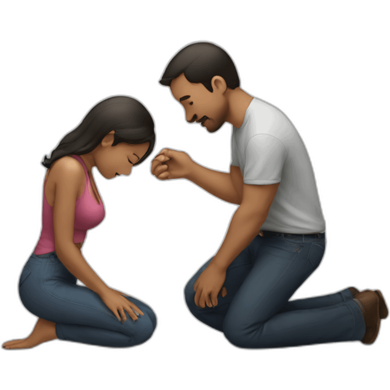 Woman on knees facing man emoji