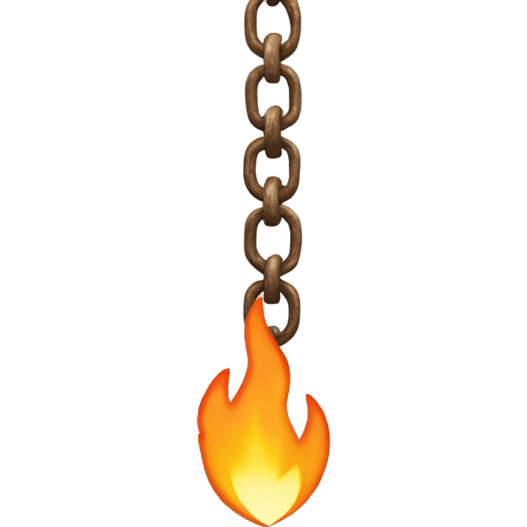 a chain that holds the flame of a fire on a leash emoji