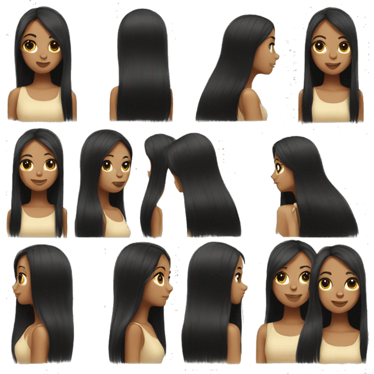 Beautiful girl with long straight black hair emoji