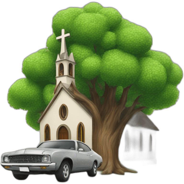 car tree church emoji