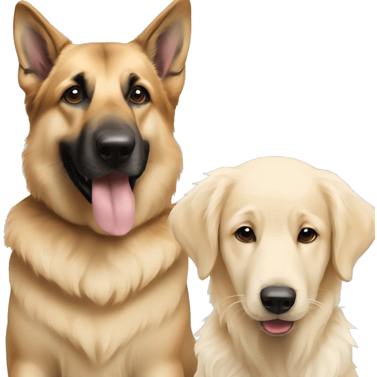 German shepherd and English cream retriever together  emoji