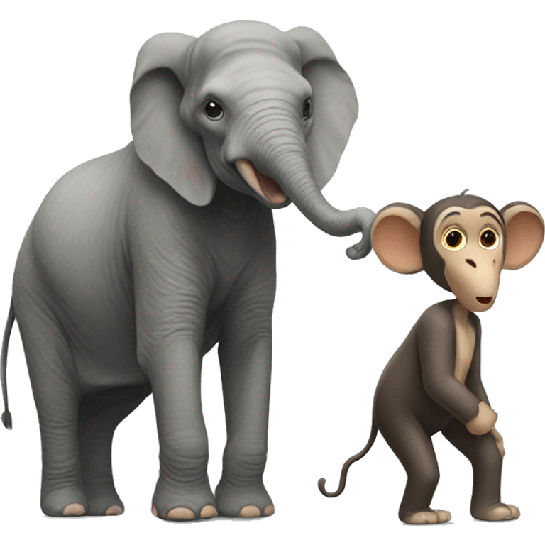 an elephant and a tall monkey  emoji