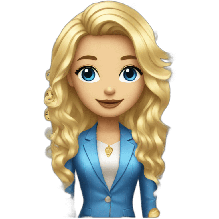 Posh-girl-with-golden-suit-and-blue-eyes-and-rainbow-unicorn-hair emoji