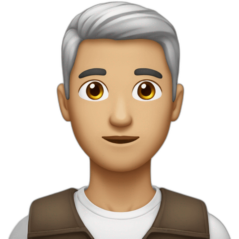 hombre joven de piel blanca, ojos marrones y tupé castaño emoji