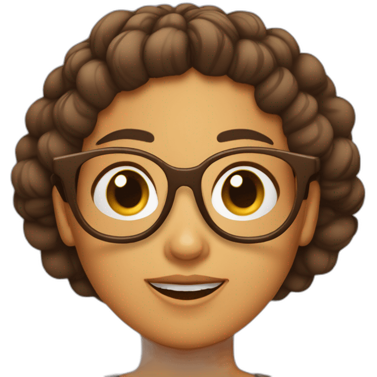 Chica pelo corto y marrón con gafas emoji