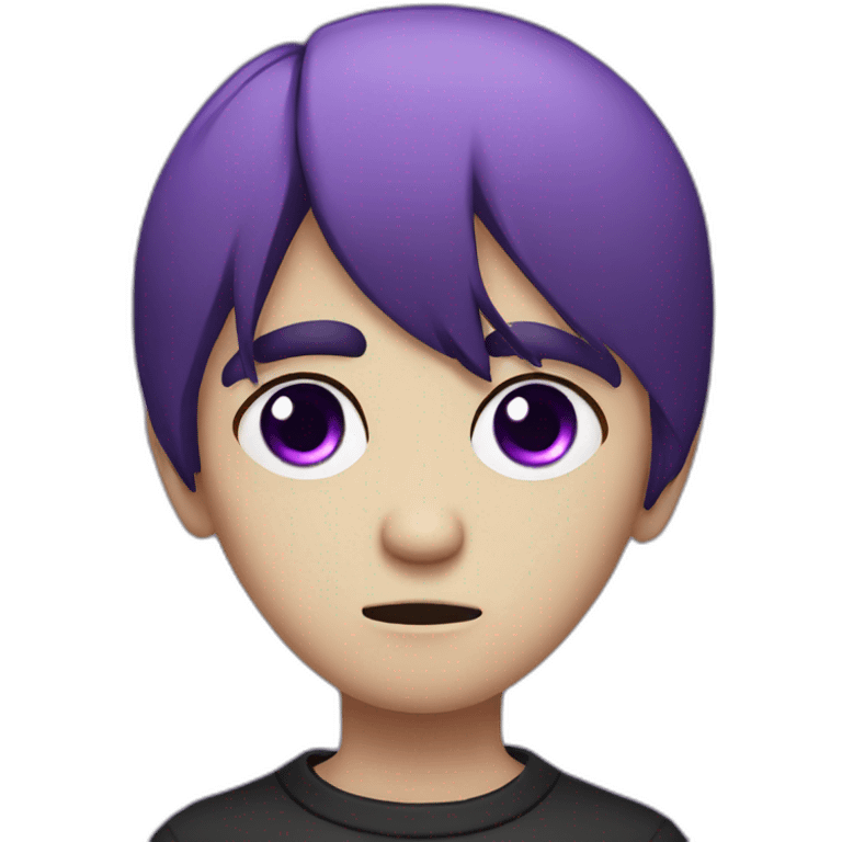 sad emo boy with purple eyes short dark hair emoji