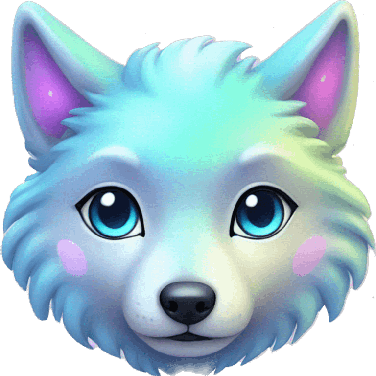 kawaii shiny pastel nebula wolf emoji