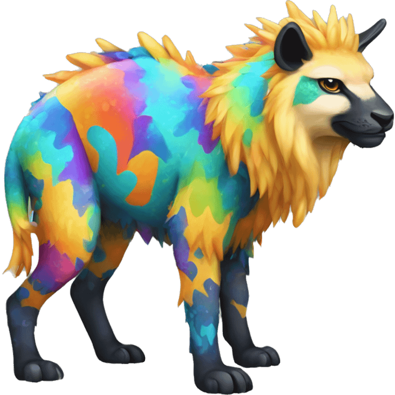 a colorful edgy vernid-fionbri-animal-creature with splash patterns full body emoji