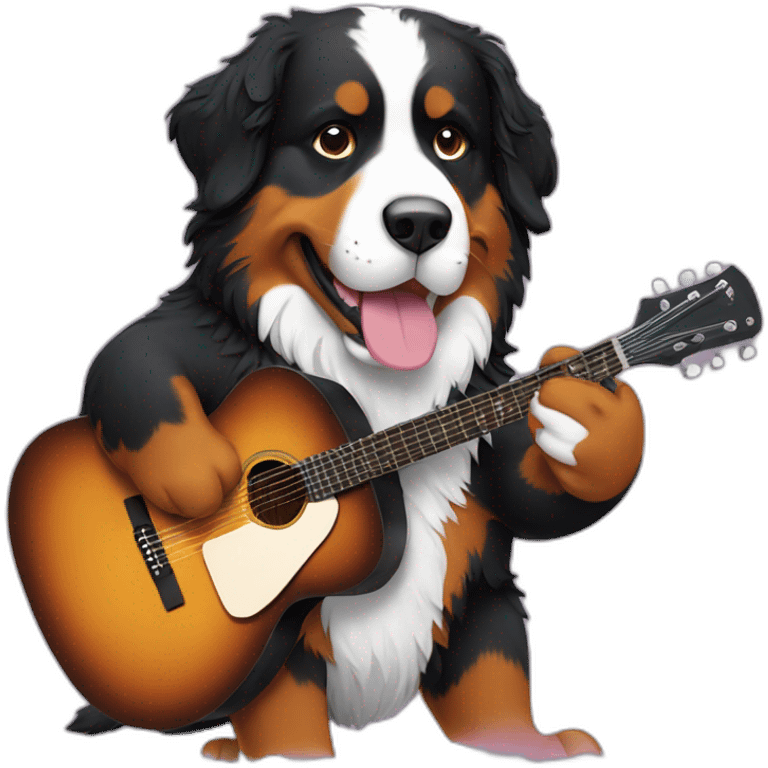 bernese mountain dog playng guitar emoji