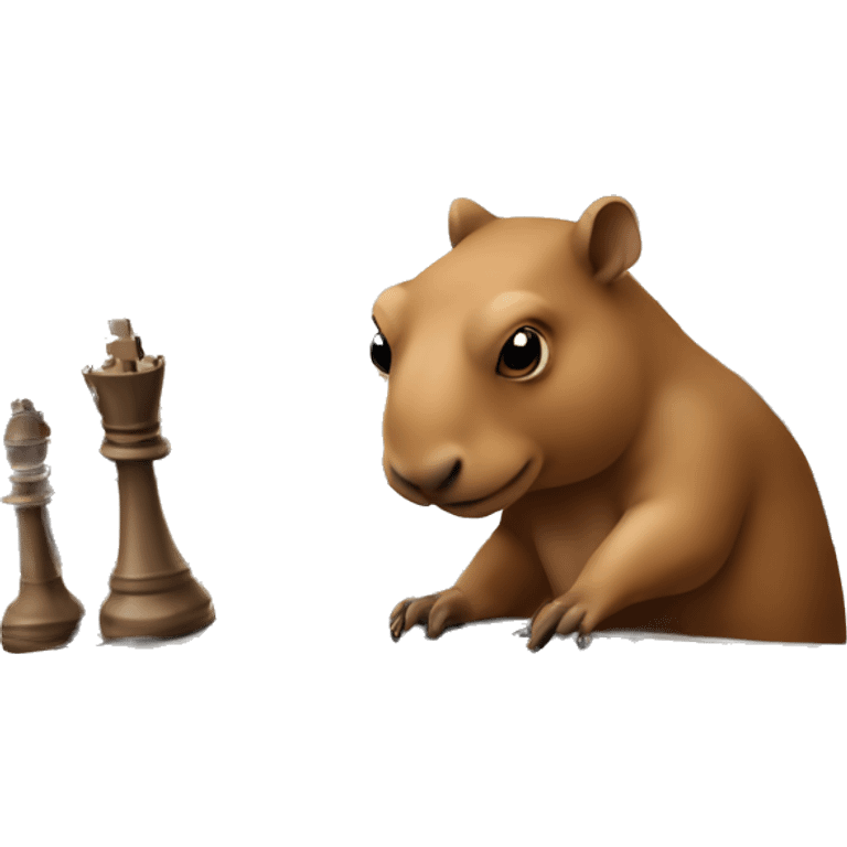 Capibara with chess board on a table playing chess emoji