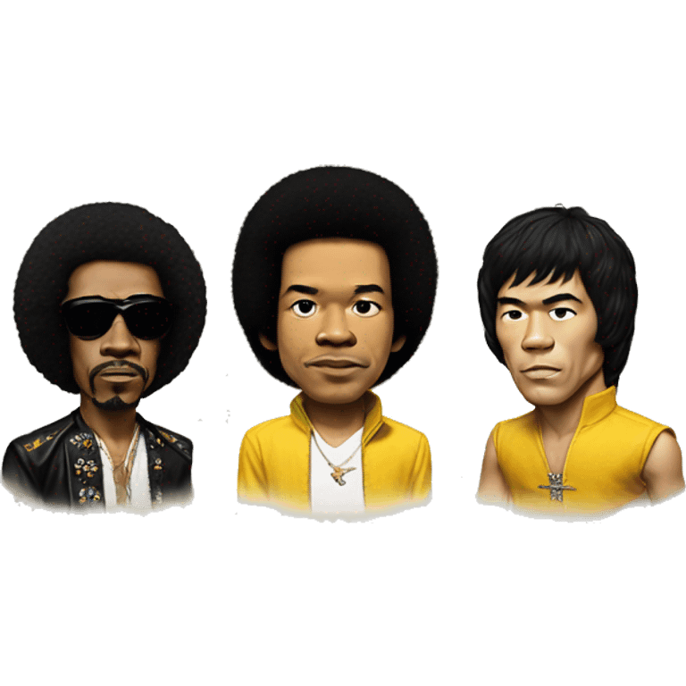 Khayan with Jimi Hendrix and Bruce Lee emoji