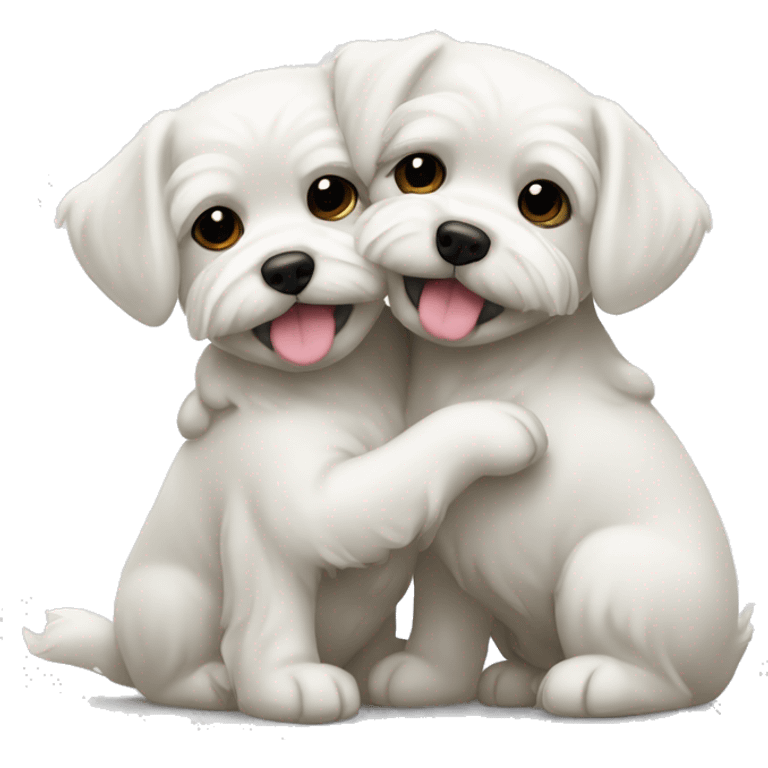 Tow Maltese dogs hugging each other  emoji