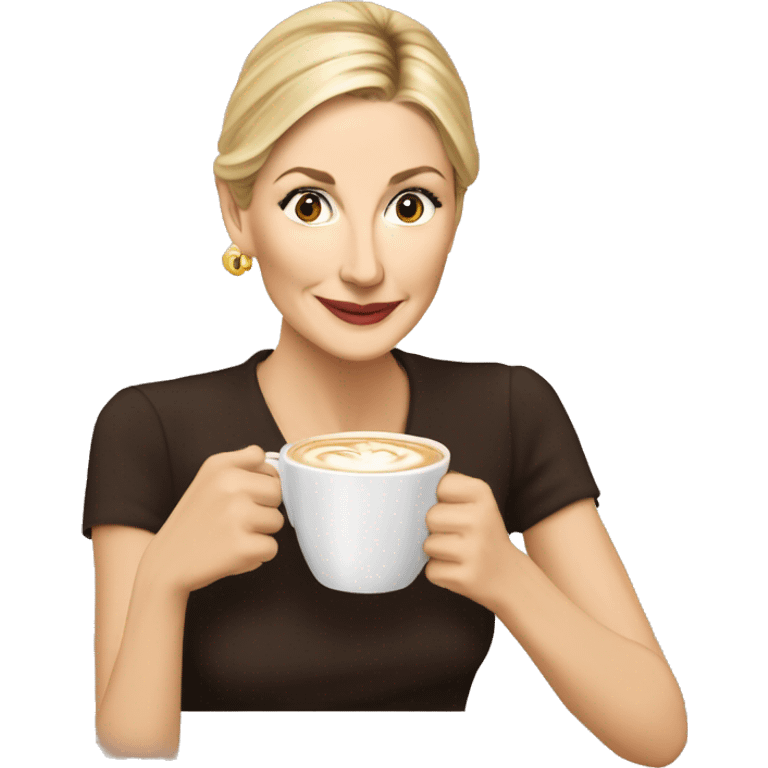 Kelly Rutherford drinking cappucino emoji