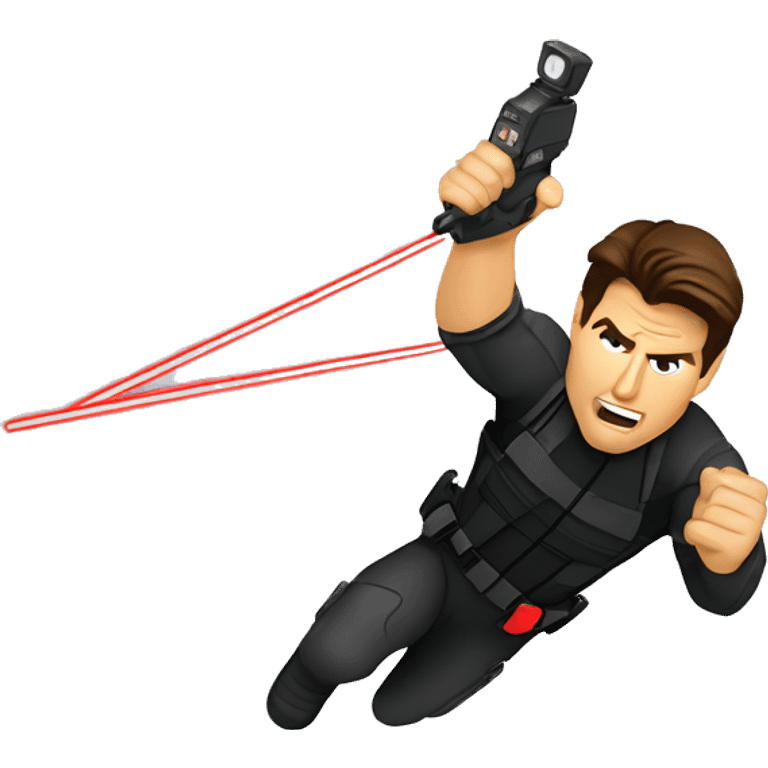 Tom cruise mission impossible on cable dropping into lasers emoji